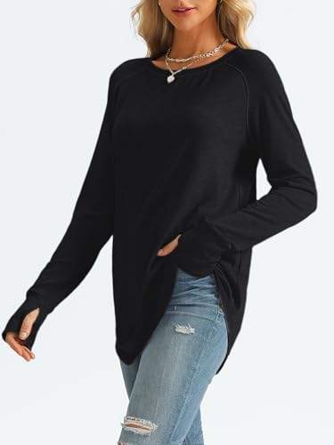 Image of AUTOMET Womens Long Sleeve Tunic Tops Crew Neck Casual Loose Fit Shirts