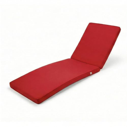 Cojín Tumbona - Desenfundable, Impermeable, Anti-UV y con 5 Correas - Colchoneta Tumbona 185x55x5CM - DÉCO Arts (Rojo Pimiento)