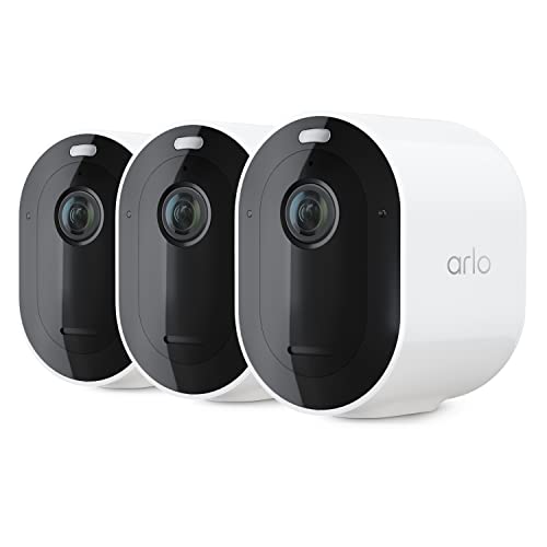 Arlo Pro 4 Spotlight Camera - 3 Pack - Wireless Security, 2K Video & HDR, Color Night Vision, 2 Way Audio, Direct to WiFi No Hub Needed, VMC4350P - White (Renewed)