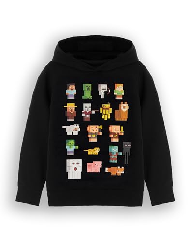 Sweat à capuche Minecraft garçon vêtement noir enfant pull gamer avec Creeper