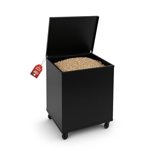Capienza Ottimale: Contenitore per pellet da 110 litri, perfetto per conservare grandi quantità di combustibile accanto alla stufa o al camino. Pratico e capiente, riduce la frequenza di ricarica e mantiene l’ambiente ordinato.