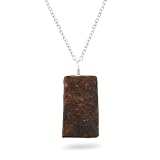 CRYSTALINES Raw Dinosaur Bone Slice Pendant Necklace | Natural Gemstone Jewelry | Silver Plated Chain | Handmade Healing Crystal | Fossil Rough Stone | High Grade | Gift for Women - Size 18inch
