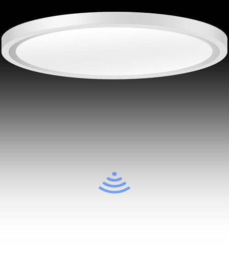 Aulaiyi Lampe mit Bewegungsmelder innen, Deckenlampe led Deckenleuchte mit Bewegungsmelder Radar sensor, Ultraflach Leuchte für Flur Treppe Küche Balkon Abstellraum, 4000K Neutralweiß, φ23CM