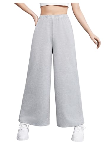 SweatyRocks Girl's Wide Leg Sweatpants Elastic High Waisted Workout Jogger Pants
