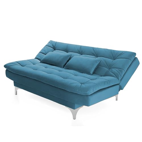 Image of Krancy 3-Seater Sofa Cum Bed for Living Room, Office & Home | Premium Fabric Sleeper Sofa Set with 1 Year Warranty | Comfortable Sofa for Guests, Lounge & Small Spaces | Turquise