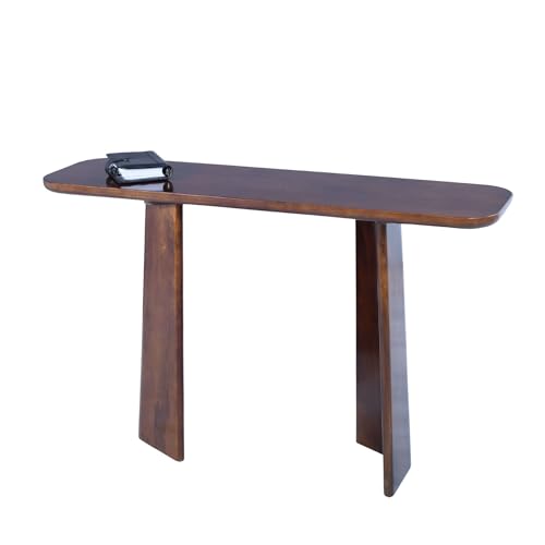 Image of Gharaana Vianaar Wooden Console Table for Living Room | 100% Solid Mango Wood | Walnut Finish | Entryway, Hallway & Living Room Furniture (48x13x30)