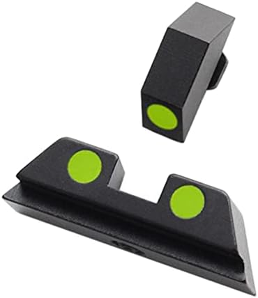 Isesuch Front and Rear Sights, Tactical Fiber Optic Luminous Dot Sight Night Vision Aluminum Alloy Riflescope with Inner Hexagon Wreanch Outdoor Hunting Accessories Compatible for Glock