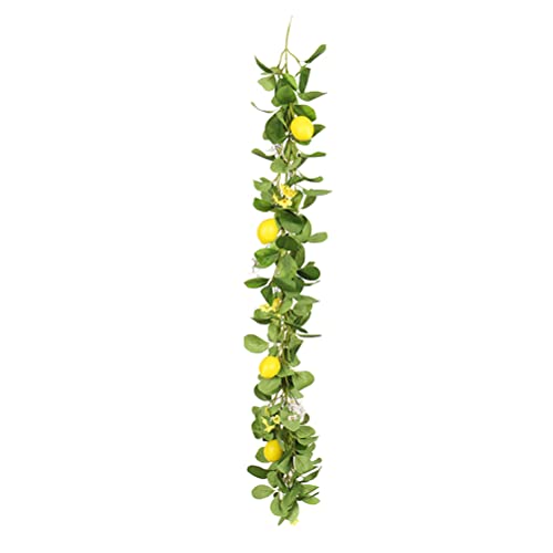 BESTOYARD lemon cane wedding fruit garland faux lemon garland spring fruit decor plants decor Yellow Lemon Wreath green leaves decor hanging lemon greenery silk flower branch artificial leaf