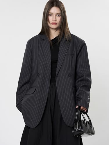 Oversized Pinstripe Double-Breasted Business Suit Causal Jacket Blazer2