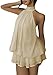 SHINFY Women Chiffon Halter Cocktail Dresses for Wedding Guest Ruffle Mini Beach Vacation Birthday Dresses Beige