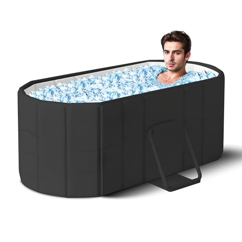 Image of Bath Tub for Adult for Bathroom, Foldable SPA Tub for Home Use with Drainage Hole, Thickened Insulated Ice Bath Tub, Inflatable BathTub for Adults, Ice BathTub for Adults (Black)