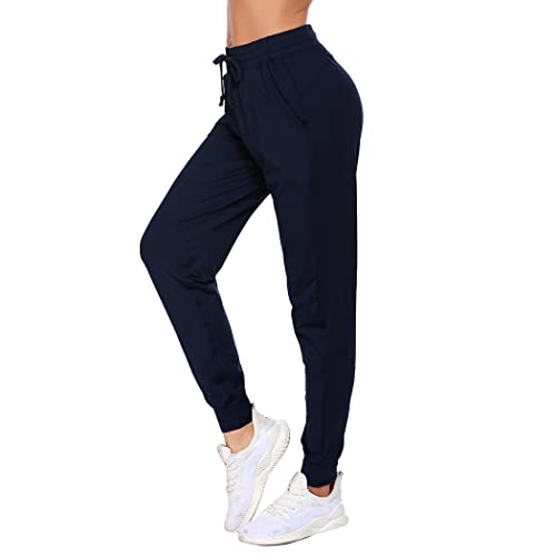 Balancora Pantalones de Jogging Mujer Pantalones Deportivos de Color Azul Claro Pantalones de Ocio Elásticos Pantalones Elegantes para Correr Cómodo con Bolsillos Azul Marino, M Cover