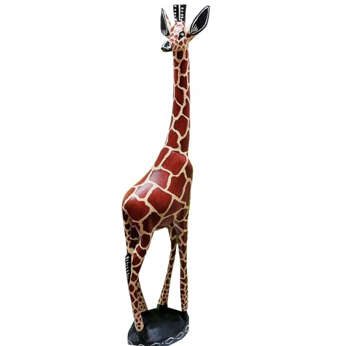 Estatua de jirafa de madera africana tallada 18 pulgadas miniatura 2