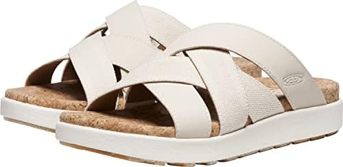 KEEN Women's Elle Mixed Slide Comfortable Casual Platform Sandals, Birch/Star White, 7 | Image 1