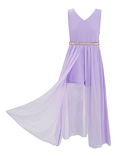 Sholeno Kids Girls Sleeveless V Neck Party Jumpsuit Dress Chiffon Wedding Proms Dance Dresses