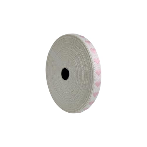 16 mm Pink Heart Pattern Ribbon - 5 Yards for Valentines Day Gift Wrapping Cake Decoration and Crafts (Pink 5 Yards)
