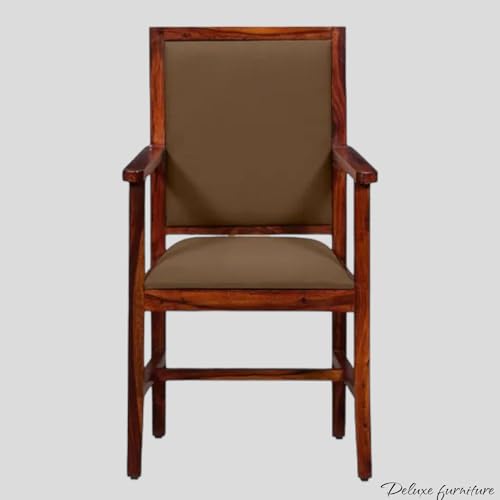Image of Solid Wooden Chair | Arm Chair for Living Room, Bedroom & Home (48D x 53W x 99H Centimeters (Peshtigo-Honey Oak, One Seat)