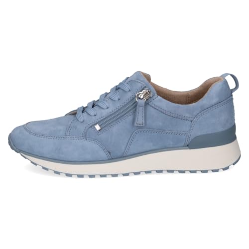 CAPRICE Women's Leather Sneakers, Blue (Blue Suede), 6 UK