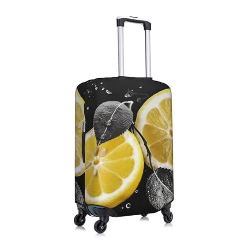 Travel Luggage Cover Fashion Suitcase Protector Lemon with on Black and White Spandex Baggage Covers Washable Suitcase Covers Anti-Scratch Luggage Cover Protectors Fits 18-32 Inch Suitcases Medium2