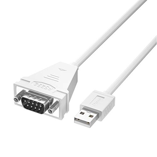 pzsmocn Industrial-Grade USB 2.0 to RS232 DB9 Male(Nut Type) Serial Cable 1.5 Meter, Built-in PL2303GC and ZIT213 Chips, Suitable for Data Transmission Between Computer and Serial Device.