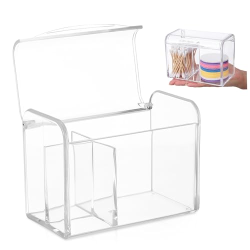 TOPPERFUN Contenedor de almacenamiento de hisopo de algodón reutilizable almohadillas doble torunda dispensador de hisopos de baño contenedor de bastoncillos de algodón Acrílico Transparente