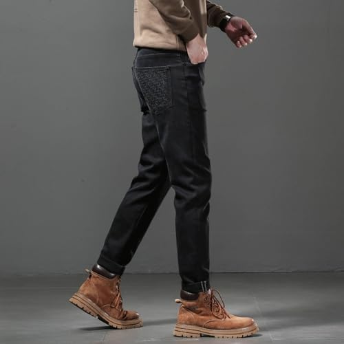 Jeans Pants Trousers Denim Spring and Autumn Elastic Simple Handsome Slim Fit Classic Little Black Men's 5