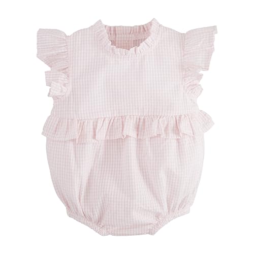 Mud Pie Baby Girls Children's Pink Check Ruffle Bubble