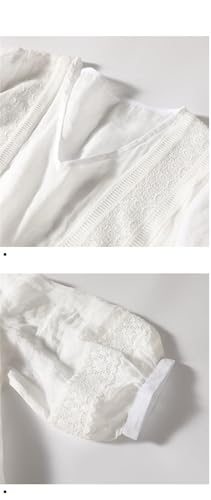 TIAFORD Women Casual Cotton Linen Maxi Dress Summer V Neck Tie Waist 3/4 Sleeve Beach Swing Flowy Dress 2025 with Pocket4