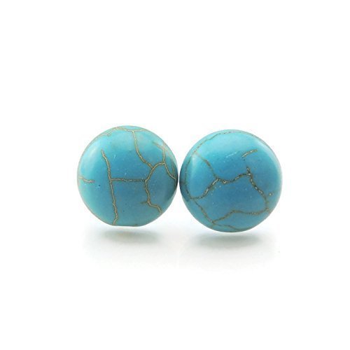 Simulated Turquoise Stone Earrings on Plastic Posts for