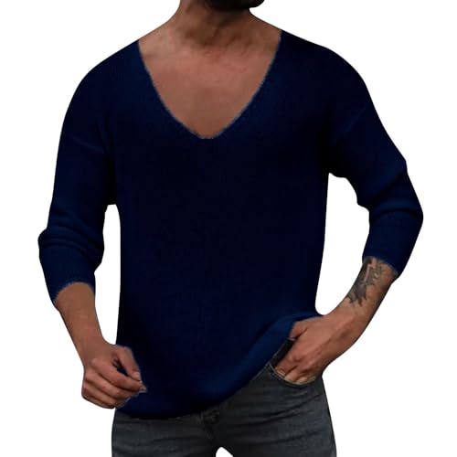 Pull col en V homme fini les hauts rêches avec ce tricot laine mélangée doux