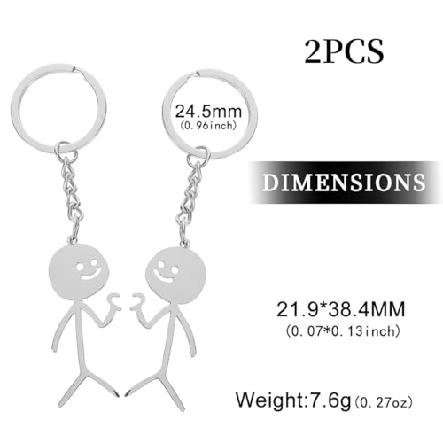 LEEQ 2pcs Lustiges Skelett Smiley kleiner Mann Gebärdensprache Schlüsselanhänger - Nette Trend Tasche Auto Schlüssel Anhänger Paar Freund Geschenk Schlüsselanhänger
