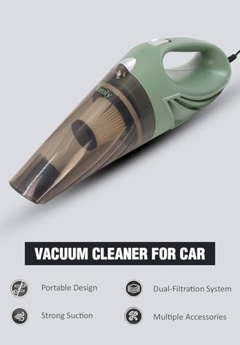 Image of Voroly 5000PA Power Suction Handheld Car Vacuum Cleaner for Car Dry and Wet DC12V (Light Green)