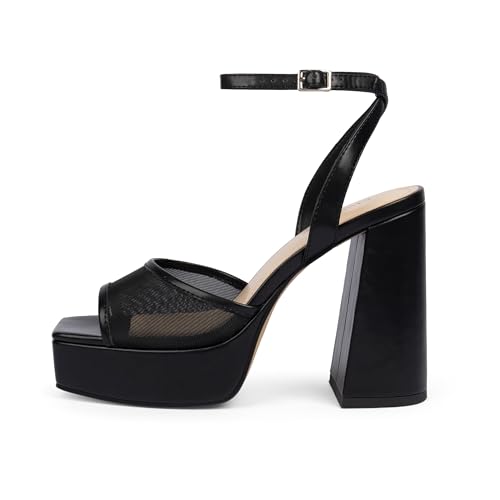 Image of Modatope Platform Heels for Women Platform Sandals Womens Chunky Heel Open Toe Pumps Ankle Strap Womens Wedding Party Pumps Shoes