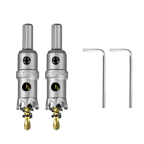 Image of SALI 13 /16 inch (21mm) TCT Hole Saw Kit Tungsten Carbide Tipped Hole Saw Drill Bit with Titanium-Plated Pilot Drill bit for Metal, Stainless Steel, Iron, Wood, Plastic 2pcs