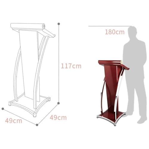 Atril de acero inoxidable 49x49x117 cm para eventos y púlpito curvo 2