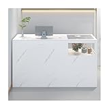 Rezeptionstheke aus weißem Stein – Büro-Empfangstresen mit abschließbarer Schublade, ideal für kleine Geschäfte, Bekleidungsgeschäfte, Damenmodeboutiquen – 120 cm/47 linkes Design