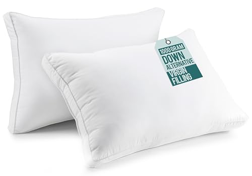 Utopia Bedding Down Alternative Bed Pillows for Sleeping Queen Size (White), Set of 2, Soft & Fluffy Pillow with Cooling, Hotel Quality, Gusseted Pillow for Back, Stomach or Side Sleepers