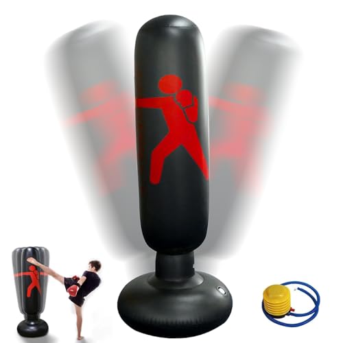 Boxsack Kinder,160cm Aufblasbarer Standboxsack, Boxhandbandagen &...