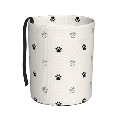 Image of Small Car Trash Can, Beige Dog Paw Design Hanging Foldable Car Trash Bag, Waterproof Leakproof Garbage Bin, Car Interior Organizer Accessories