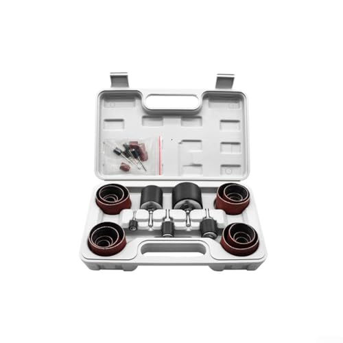 Kit de tambor de lijado de 37 piezas con 9 ejes de goma y 28 mangas abrasivas para herramientas giratorias, compatible con prensas de taladro y taladros manuales, grano 80 y 120 para madera,