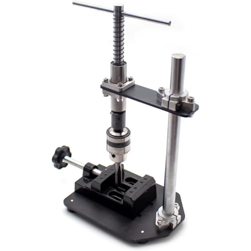 Burcgina Máquina de roscado vertical manual, llave de grifo ajustable, cabrestante de mesa, brazo de sonda oscilante de trinquete alargado con pinza B12 y 6 grifos HSS, negro, 1