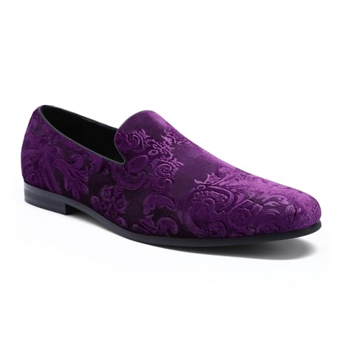 AUSTIN MILL Mens Dress Shoes Loafers Suede Flat Loafer for Men Wedding Party Shoe Purple
