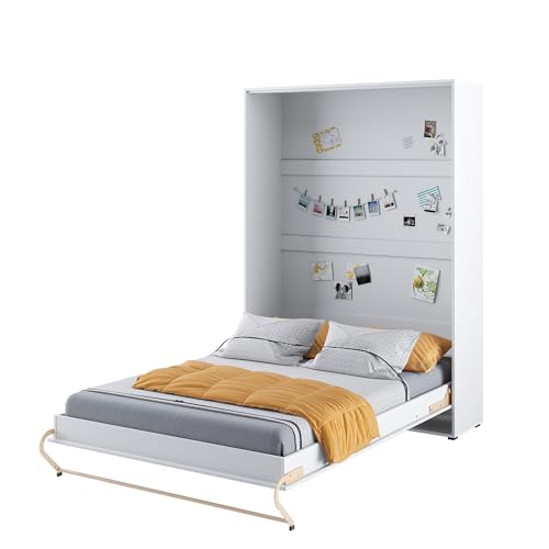 Homlando Lenart Concept Pro CP01 Lit mural, 140 x 200 cm, pliant vertical, armoire avec lit intégr, blanc mat