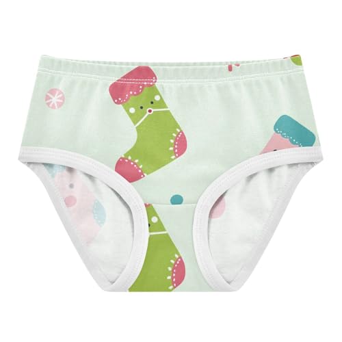 Girls' Hipster Triangle Panties Comfort Underwear for Girls Christmas Stockings Pattern in Sizes 2T,3T, 4T, 5T, 6Y and 8Y