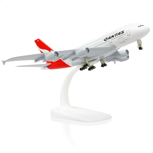 QIYUMOKE A380 オーストラリア 1/300 ダイキャストメタル飛行機モデル - A380 スカイジャンボ エアバス a380 モデル飛行機 スタンド付き (長さ7.5インチ) 航空愛好家へのギフトまたはディスプレイ装飾用のサムネイル