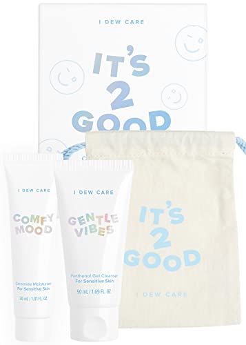 I Dew Care Skincare Set – It’s 2 Good | Facial Cleanser and Moisturizer for Dry & Sensitive Skin, Panthenol and Aqua Ceramide