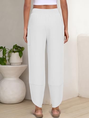 Image of ANRABESS Womens Wide Leg Palazzo Capri Pants 2026 Summer Casual High Waisted Barrel Lounge Flowy Cropped Beach Work Trousers