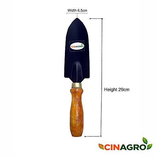 Image of Cinagro (Set of 8) Garden Tool Kit with Wooden Handle - Trowel, Cultivator, Transplanter, Weeder, Hand Gloves, Pruner, Scissors, Fork - Comfortable and Durable for Garden Use (Multicolor)