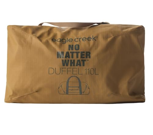 Eagle Creek No Matter What Duffel Bag - Eco Friendly Duffel for Sustainable Travel - Adjustable Shoulder Strap - Multiple Carry Options - Easy to Store - Safari Brown - 110L4