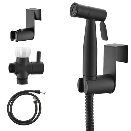 Purrfectzone Black Bidet Sprayer for Toilet, Handheld Shower Kit, Easy-to-Install Toilet Handheld Set, Hand Held Stainless Steel with Adjustable Flow, Cloth Diaper Sprayer Shattaf
